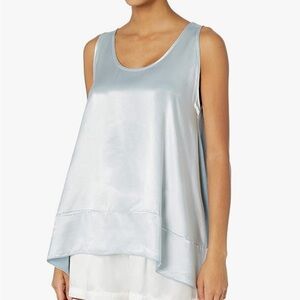 PJ Harlow Women's Natalie Tank Top Size XS Morning Blue Supima Cotton Satin Tank